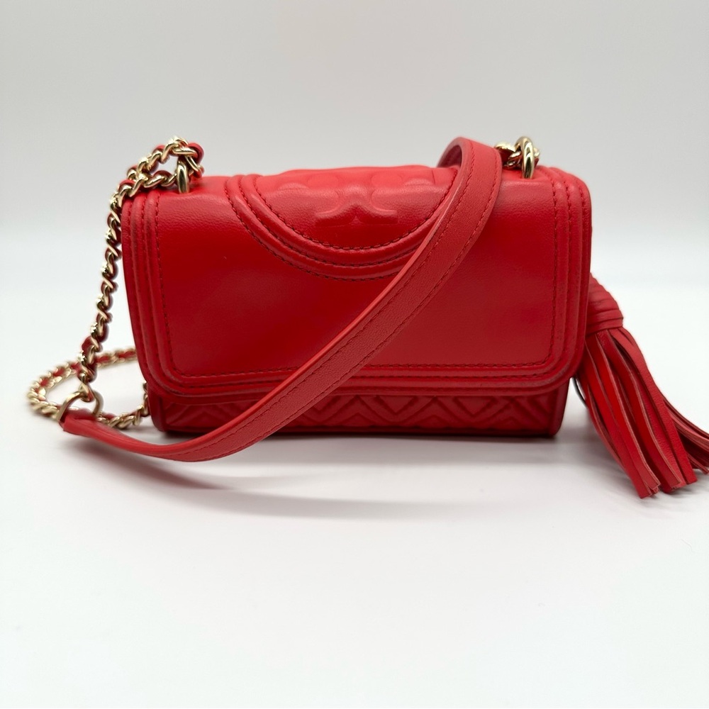 Chic Red Crossbody Bag with Tassel